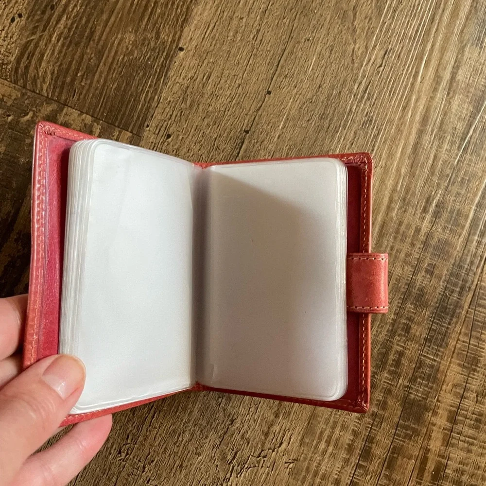 Dallaiti Italy vtg. Italian Leather business credit card holder Red Vera Pelle
